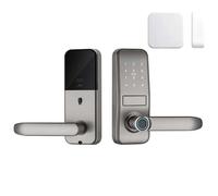 JKDND Verrouillage Intelligent D'entrée À Empreinte Digitale Avec Prise En Charge Des Codes, Clés, Empreintes Digitales, Cartes IC, Application TTlock + Passerelle G2.(Silver G2)