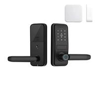 JKDND Verrouillage Intelligent D'entrée À Empreinte Digitale Avec Prise En Charge Des Codes, Clés, Empreintes Digitales, Cartes IC, Application TTlock + Passerelle G2.(Black G2)