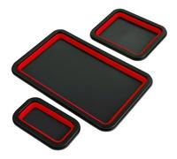 JKELPV Organizer Tool Lot de 3 Plateaux magnétiques Pliables en Silicone pour pièces de Rechange, Bol à vis Pliable, boîte de Rangement pour pièces d'outils Boîtes à Outils(Red)