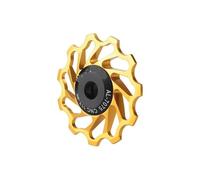 JKELPV Poulie Dentée Dérailleur arrière VTT, poulie CNC 11T 13T, roulements en céramique, Rouleaux de Changement de Vitesse légers pour vélo de Route Outil Calage Volant d’inertie(11T Gold)