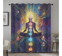Jkepztyl Rideau Chakra Fantastique Lot De 2 à Oeillets, Rideau Occultant Sept Chakra Rideaux Thermique Isolant, Draperies Intérieurs pour Fenètre de Chambre Salon, 140 x 245 cm