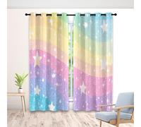 Jkepztyl Rideau Occultant Arc-en-Ciel Lot De 2 à Oeillets, Rideaux Dégradé Étoile, Rideau Thermique Isolant, Draperies Intérieurs pour Décoration de Fenètre de Salon, 140 x 240 cm