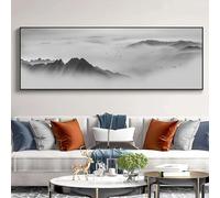 JKEVCBIAX Affiche d'art sur toile, peinture à l'encre de paysage chinois - Très grand format, art mural abstrait moderne et minimaliste pour la maison (30 x 90 cm/sans cadre)