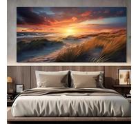 JKEVCBIAX Affiche murale représentant un paysage de dunes de sable et d'herbes marines au coucher du soleil, idéale pour la décoration d'une chambre ou d'un salon (40 x 80 cm/sans cadre).