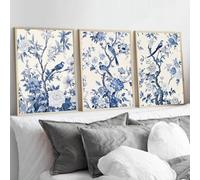 JKEVCBIAX Affiche sur toile représentant un oiseau chinois bleu sur une branche, impression de fleurs botaniques, décoration murale pour chambre, maison, 20 x 30 cm, sans cadre