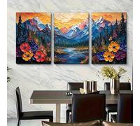 JKEVCBIAX Décoration murale abstraite sur toile représentant une montagne, un paysage coloré pour le salon, une rivière et bien plus encore (40 x 80 cm, sans cadre).
