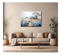 JKEVCBIAX Décoré de toiles murales représentant une ferme rurale, de magnifiques champs de fleurs sauvages et des paysages naturels de la campagne française (70 x 140 cm/sans cadre)