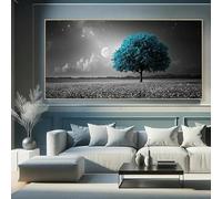 JKEVCBIAX Grande toile bohème représentant un ciel nocturne étoilé et la lune, œuvre d'art murale esthétique et mystérieuse pour une chambre (50 x 100 cm/sans cadre)