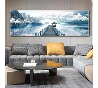 JKEVCBIAX Tableau décoratif moderne représentant un paysage de montagnes, de jungle et de lac, grande toile imprimée (50 x 150 cm/sans cadre)