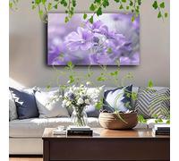 JKEVCBIAX Tableau moderne sur toile à motif floral - Imprimé botanique floral violet clair aux pétales délicats, affiche élégante pour la décoration du salon (30x60cm/sans cadre)