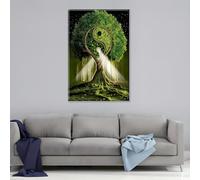 JKEVCBIAX Tableau moderne Yin et Yang vert sur toile - Affiche contemporaine imprimée grand format de qualité supérieure représentant un paysage naturel (60 x 90 cm/sans cadre)
