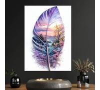 JKEVCBIAX Tableau sur toile représentant un paysage de plumes - Décoration murale minimaliste et surréaliste, élément décoratif polyvalent (50 x 70 cm/Sans cadre)