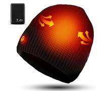 Jkevow Bonnet Chauffant pour Homme Femme, Bonnet Hiver avec Batterie Rechargeable 7,4 V/7000 mAh, 3 Réglages de Température pour Activités de Plein Air, Cyclisme, Randonnée, Ski