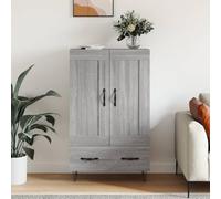 Jkghdrt Buffet haut gris Sonoma 69,5 x 31 x 115 cm en bois | Armoire de rangement, résistante à l'humidité, surface décorative, montage mural, salon
