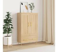 Jkghdrt Meuble haut en chêne Sonoma - 69,5 x 31 x 115 cm - En bois avec | Buffet, support mural inclus, surface de présentation, résistant à l'humidité, surface lisse