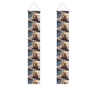 JKIEGOQ Bannière de porche avec image d'agneau avec un lion sur les nuages - Robuste, durable, lavable et réutilisable, décoration de remise de diplôme 30,5 x 180,3 cm