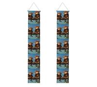 JKIEGOQ Bannière de porche avec image de deux singes pour remise de diplôme - Robuste, durable, lavable et réutilisable, décoration de remise de diplôme 30,5 x 180,3