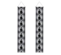 JKIEGOQ Bannière de porche avec image fantôme d'Halloween noire et Halloween - Robuste, durable, lavable et réutilisable, décoration de remise de diplôme 30,5 x 180,3 cm