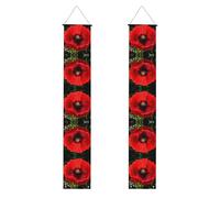 JKIEGOQ Belle bannière de porche avec image de coquelicot rouge pour remise de diplôme - Robuste, durable, lavable et réutilisable, décoration de remise de diplôme 30,5 x 180,3