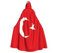 JKIEGOQ Cape à capuche pour adulte avec motif drapeau de la Turquie pour Halloween, fêtes costumées et plus encore