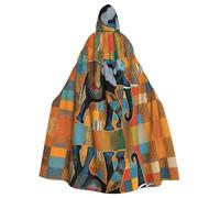 JKIEGOQ Cape à capuche pour adulte motif éléphant africain patchwork pour Halloween, fêtes costumées et plus encore