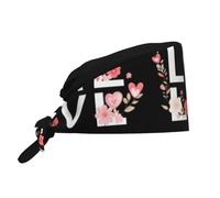 JKIEGOQ Chapeau de travail respirant avec lettres et fleurs d'amour imprimées en velours de qualité supérieure, doux, polyvalent