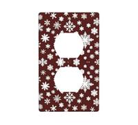 JKIEGOQ Grand et petit flocon de neige imprimé double prise murale panneau mural plaque de couverture de prise électrique décoration résistante à la chaleur 11,4 x 7 cm