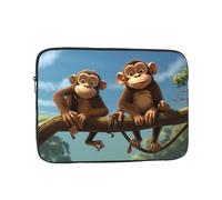 JKIEGOQ Housse de protection pour ordinateur portable de 15" Motif deux singes - Pour homme et femme - Pour voyage d'affaires, bureau et quotidien
