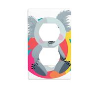 JKIEGOQ Koala dans le monde coloré Impression double prise murale panneau mural plaque de couverture de prise électrique décoration résistante à la chaleur 11,4 x 7 cm