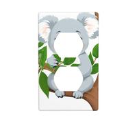 JKIEGOQ Koala mangeant des feuilles imprimées double panneau mural pour prise électrique, plaque décorative résistante à la chaleur, 11,4 x 7 cm