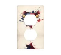 JKIEGOQ Panneau mural à double prise - Motif symbole bleu et rouge - Décoration résistante à la chaleur - 11,4 x 7 cm
