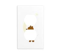 JKIEGOQ Petit ours marron câlinant la lune impression double panneau mural prise électrique plaque décorative résistant à la chaleur 11,4 x 7 cm