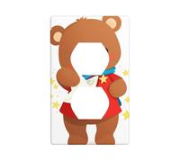 JKIEGOQ Petit ours tenant une poupée étoile impression double panneau mural plaque de couverture de prise électrique décoration résistant à la chaleur 11,4 x 7 cm
