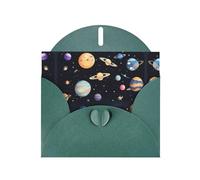 JKIEGOQ Saturne Jupiter Earth Prints Carte de vœux Vert foncé 10,2 x 15,2 cm pour Noël, Saint-Valentin, mariage, fête