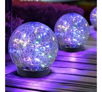 JKIMK Lampes solaires d'extérieur étanches - Boules solaires en verre craquelé - Orbes solaires pour décoration extérieure pour terrasse, cour, pelouse, arrière-cour