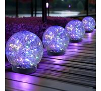 JKIMK Lampes solaires d'extérieur étanches - Boules solaires pour jardin, boules de verre craquelées, lumières solaires d'extérieur pour décoration extérieure pour terrasse, cour, pelouse,