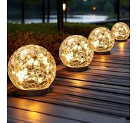 JKIMK Lampes solaires d'extérieur étanches en forme de boule de verre craquelé pour décoration de jardin, terrasse, cour, pelouse et arrière-cour - Orbes solaires pour décorations extérieures