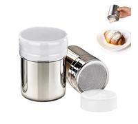 JKITNHJOT Lot de 2 salières à sucre en poudre avec tamis fin et couvercle, saupoudreur de cacao en acier inoxydable Convient pour la poudre de cacao, le sucre en poudre, la farine, la poudre de matcha