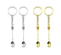 JKJF 4pcs Mini couronne cuillère porte - clés cuillère à café pendentif collier porte - clés micro cuillère vaisselle épices sable sel pendentif anneau - or - argent