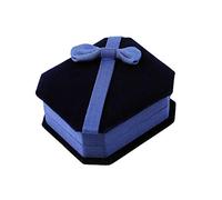 JKJF Boîte cadeau pour collier en velours bleu avec nœud