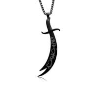JKJF Collier avec pendentif épée en acier inoxydable avec rune arabe - Chaîne hip-hop punk - Pour homme et femme - Noir