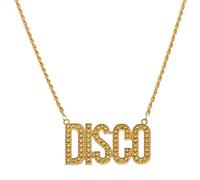 JKJF disco signe collier hip hop chaîne d'or collier pendentif disco 80's 90's Rapper Chaîne en or pour hommes femmes Fête à thème Carnaval Fête Cosplay Accessoires