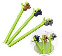 JKJF Koala Lot de 6 stylos à encre gel à pointe fine 0,5 mm Noir Pour étudiants, enfants, papeterie, bureau, fournitures scolaires