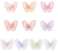 JKJF Lot de 10 écussons à coudre ou à repasser en forme de papillon en organza coloré pour loisirs créatifs vêtements, robe, chapeau, mariée, accessoires pour cheveux décoration mariage - 10 couleurs
