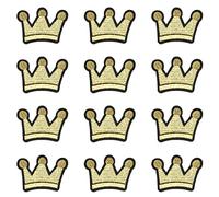 JKJF Lot de 12 écussons brodés en forme de couronne à repasser King Queen pour vêtements, sac à dos, chaussures, vestes, jeans, chapeaux, robes, rideaux, loisirs créatifs - Doré