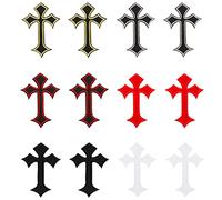 JKJF Lot de 12 écussons brodés en forme de croix à repasser ou à coudre pour vêtements, sac à dos, chaussures, veste, jean, chapeau, rideau, loisirs créatifs - 6 couleurs
