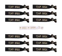 JKJF Lot de 13 élastiques à cheveux pour enterrement de vie de jeune fille - Sans plis - Pour mariage, fiançailles, fête prénuptiale - Blanc et noir