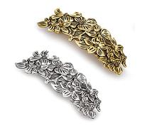 JKJF Lot de 2 barrettes à cheveux celtiques Barrette médiévale viking vintage en métal Barrette à cheveux gothique épingle à cheveux pour femmes filles - Doré argenté style 3