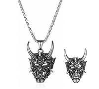 JKJF Lot de 2 colliers avec pendentif en forme de crâne gothique hip hop punk rock tête de mort chaîne vintage motard collier pour homme - argent
