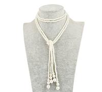 JKJF Lot de 2 colliers de perles longs noeuds élégants et tendance pour femmes et filles 120 cm